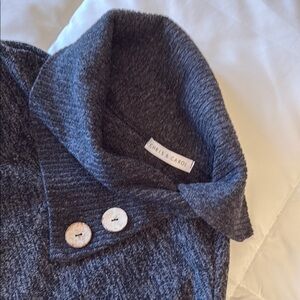 Gray Cowl Neck Sweater with Button Detail